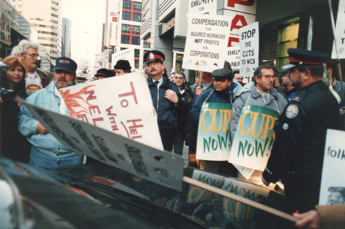 Frank Marek at WCB protest in Toronto