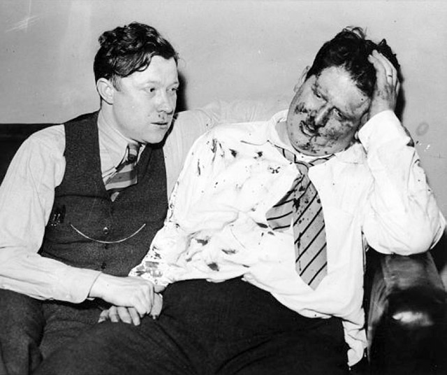 Walter P. Reuther and Richard T. Frankensteen after the beating.