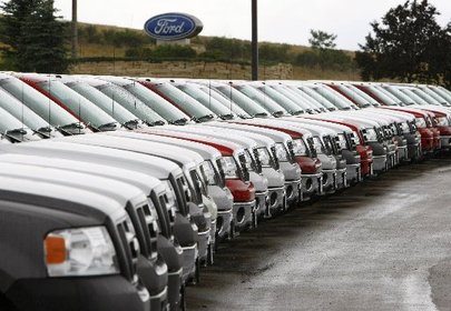 A line of Ford trucks at a dealership is shown in this file photo. The St. Thomas Ford plant, which opened in 1967 and employs 1,500, is slated to close in 2011. 