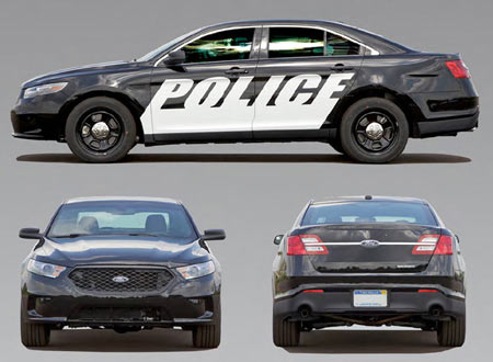 The Ford Police Interceptor FWD and AWD both have a 3.5-liter engine that produces 280 hp at 6500 RPM and an AWD EcoBoost with 3.5-liter engine that produces 365 hp at 5500 RPM. The FWD will travel 0-60 mph in 7.77 seconds with a top speed of 130 mph. (Michigan State Police vehicle evaluation)