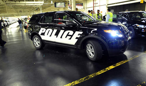 A new Ford Police sedan sits inside the Ford Assembly Plant as the Mayor, of Chicago, Rahm Emanuel, announces that the City of Chicago will be buying 500 new Ford Interceptor Police sedans and SUVs built at the Ford plant,12600 S.Torrence Avenue, Friday, February 24, 2012. | Brian Jackson~Sun-Times 
