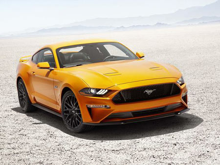 The 2018 Mustang gets a new front end and lower hood — complete with air intakes. (Photo: Ford Motor Co.)