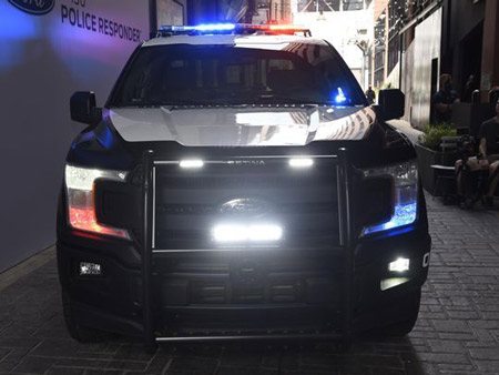 The front griile of the new F-150 police responder. (Photo: Clarence Tabb Jr. / The Detroit News)