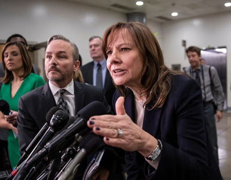 General Motors CEO Mary Barra speaks to reporters after meeting with the Michigan congressional delegation to discuss plans for the massive restructuring by the Detroit-based automaker, on Capitol Hill in Washington, Thursday, Dec. 6, 2018.(Photo: J. Scott Applewhite, AP)