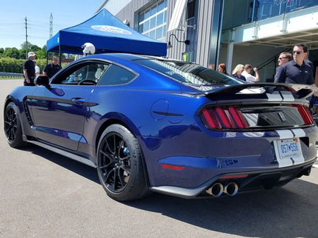 How to tell the 2019 Ford Mustang Shelby GT350 apart from the 2018? Gray pinstripes and a new rear spoiler. (Photo: Henry Payne, The Detroit News)