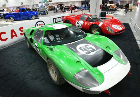 The actual Ford GT40 and P330 Ferrari from the movie "Ford v Ferrari" on display at Autorama. (Photo: Daniel Mears, The Detroit News)