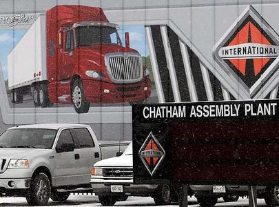 Navistar International Corp. sent out 500 layoff notices to its workforce at this Chatham plant in early January 2009. Meanwhile, the U.S. company is building trucks for the Canadian Forces at its plant in Texas. 