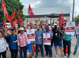 Striking workers picket at The Bay’s Fulfillment Centre