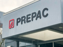 Prepac signage above an exterior door